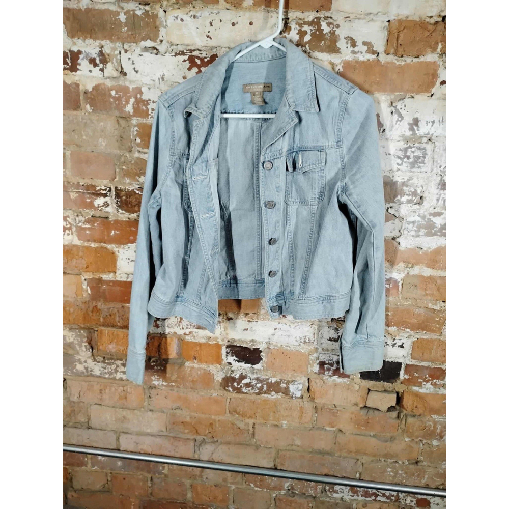 90s Jones New York Denim Jacket Womens 8P Blue Signature Button Up Jean Pockets